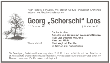 Traueranzeige von Georg Loos von Pegnitz-Zeitung